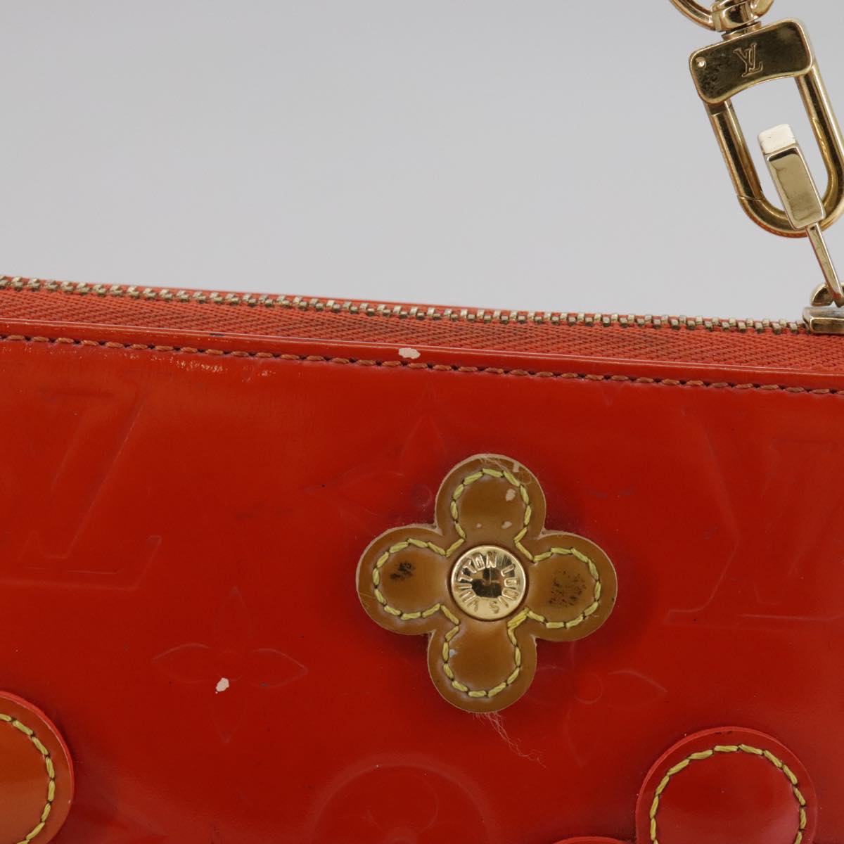 LOUIS VUITTON Monogram Vernis Flower Lexington Pouch Orange M92247 105791