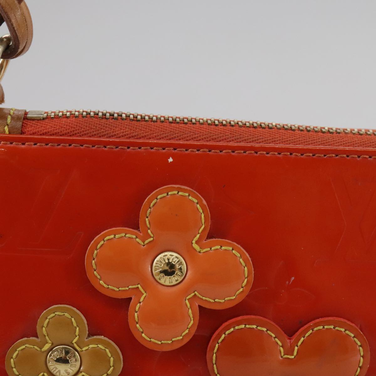 LOUIS VUITTON Monogram Vernis Flower Lexington Pouch Orange M92247 105791