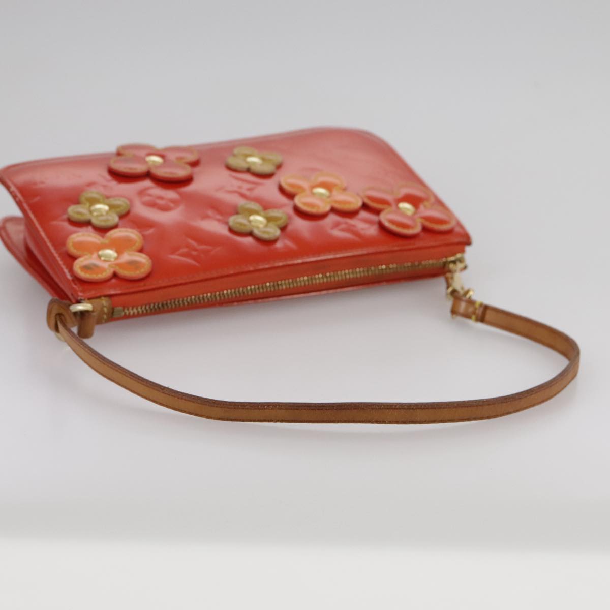 LOUIS VUITTON Monogram Vernis Flower Lexington Pouch Orange M92247 105791