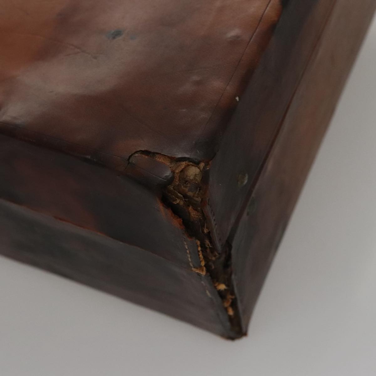 LOUIS VUITTON Trunk Case Leather Beige LV 107256