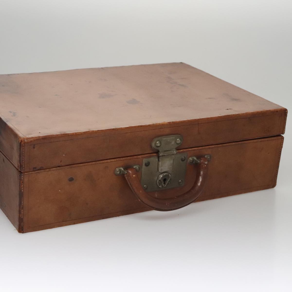 LOUIS VUITTON Trunk Case Leather Beige LV 107256