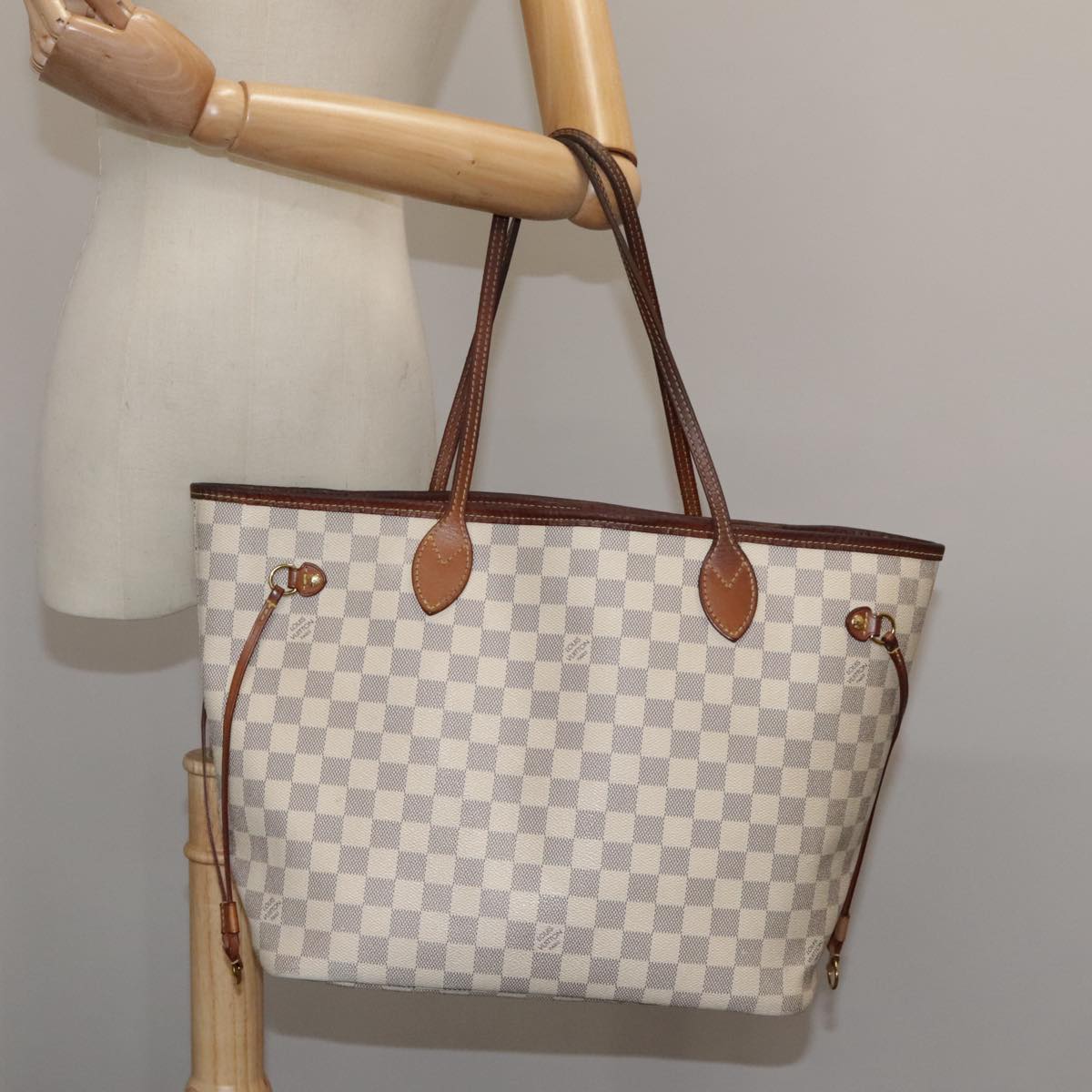 LOUIS VUITTON Damier Azur Neverfull MM Tote Bag N51107 LV 107434