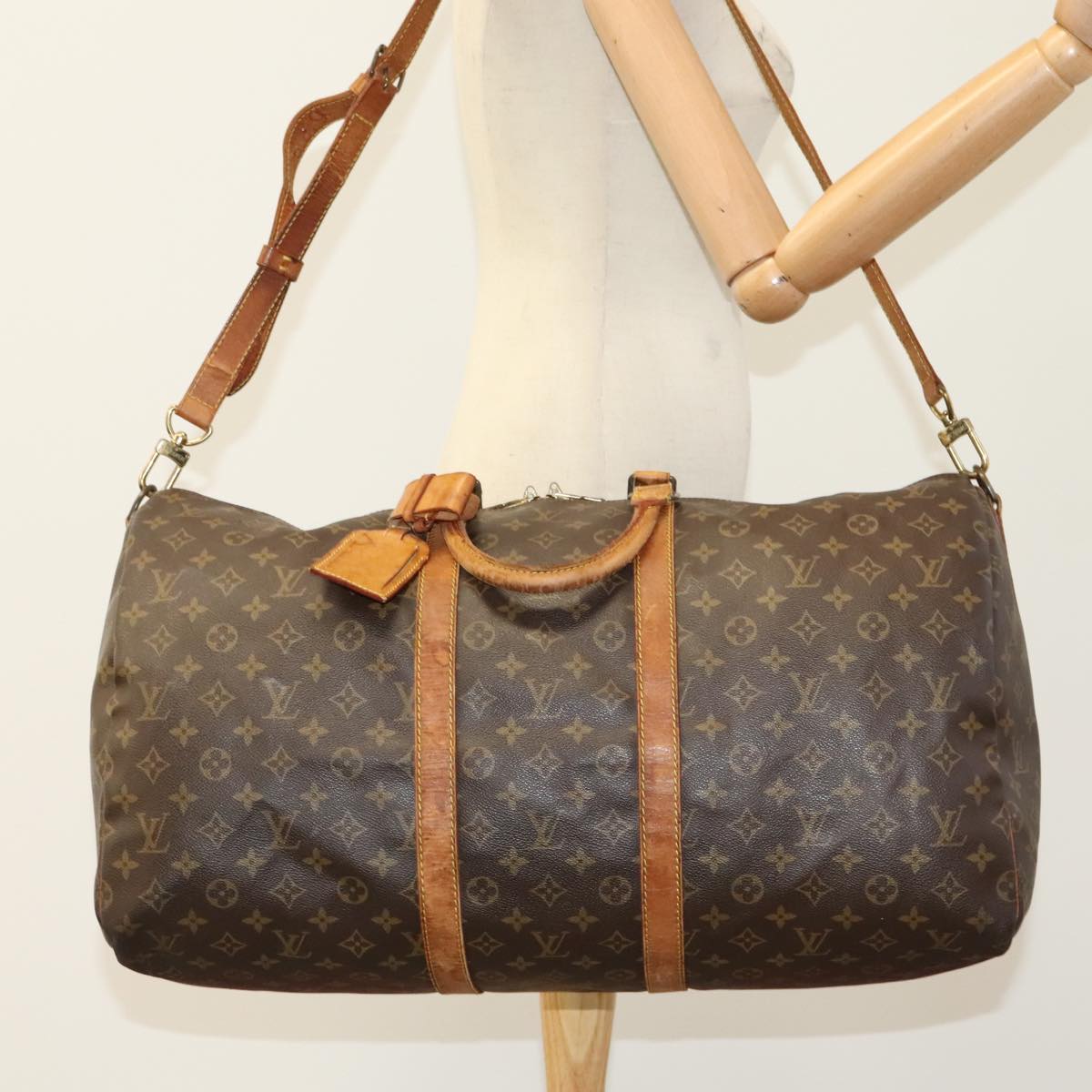 LOUIS VUITTON Monogram Keepall Bandouliere 55 Boston Bag M41414 LV 107455