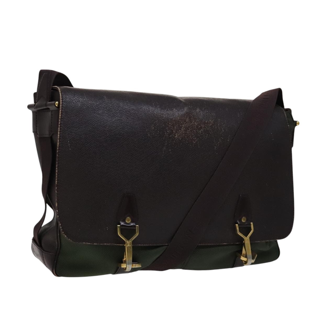 LOUIS VUITTON Taiga Leather Delsous Shoulder Bag Acajou M30166 LV 107561