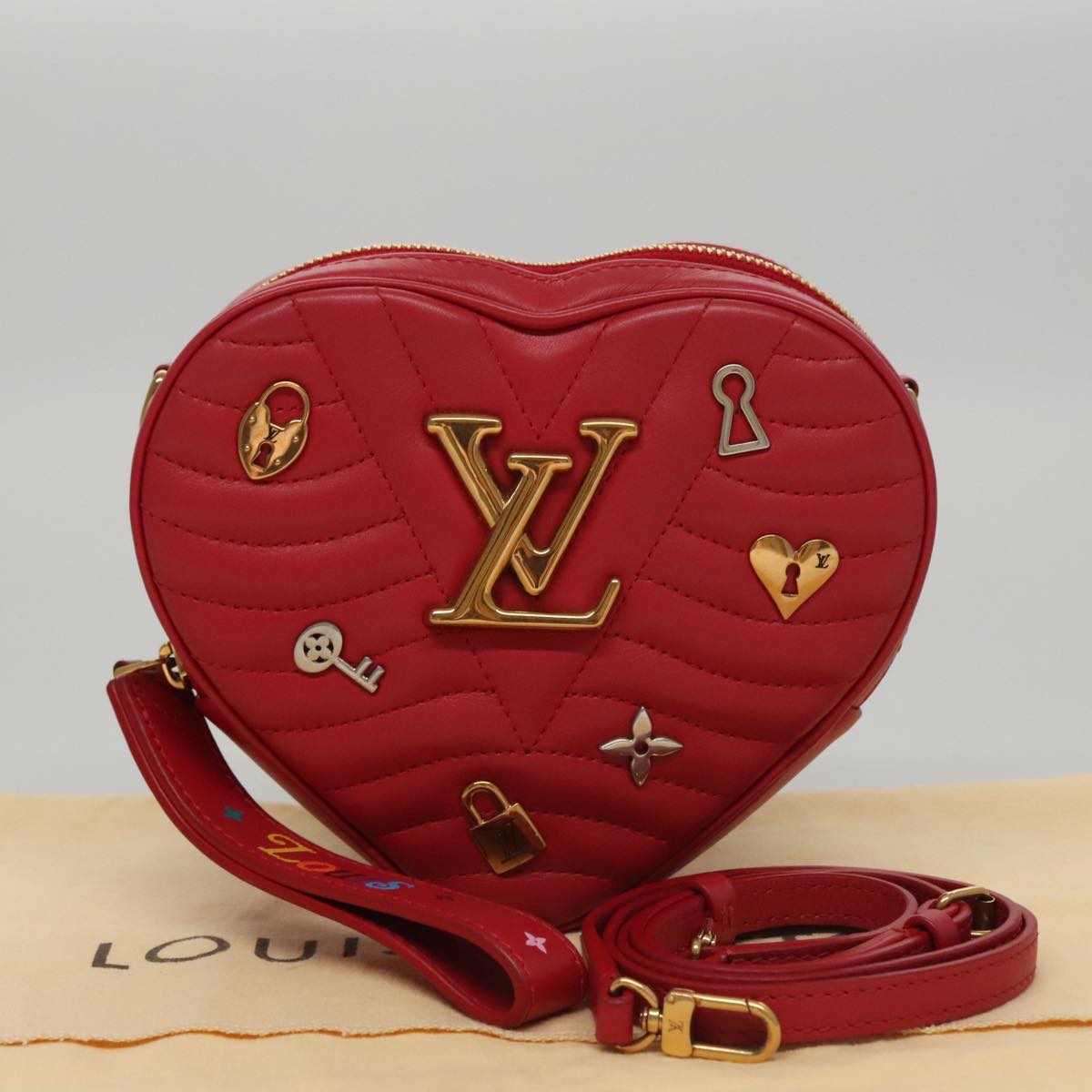 LOUIS VUITTON New Wave Ecarlat Shoulder Bag Leather Red M52794 LV 107662A