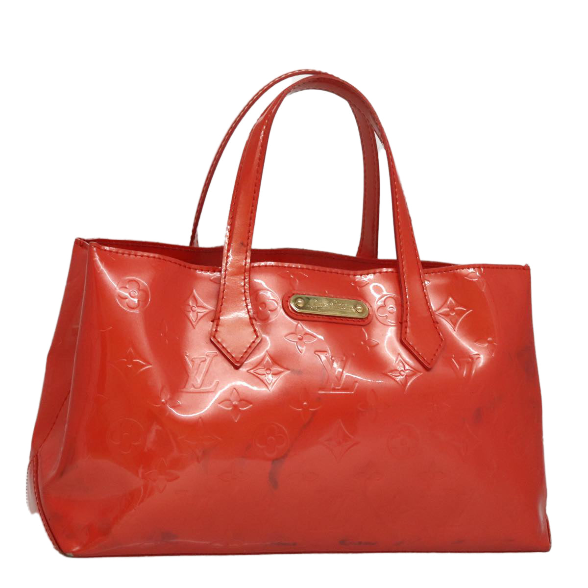 LOUIS VUITTON Monogram Vernis Wilshire PM Hand Bag Orenge M93644 LV 107674