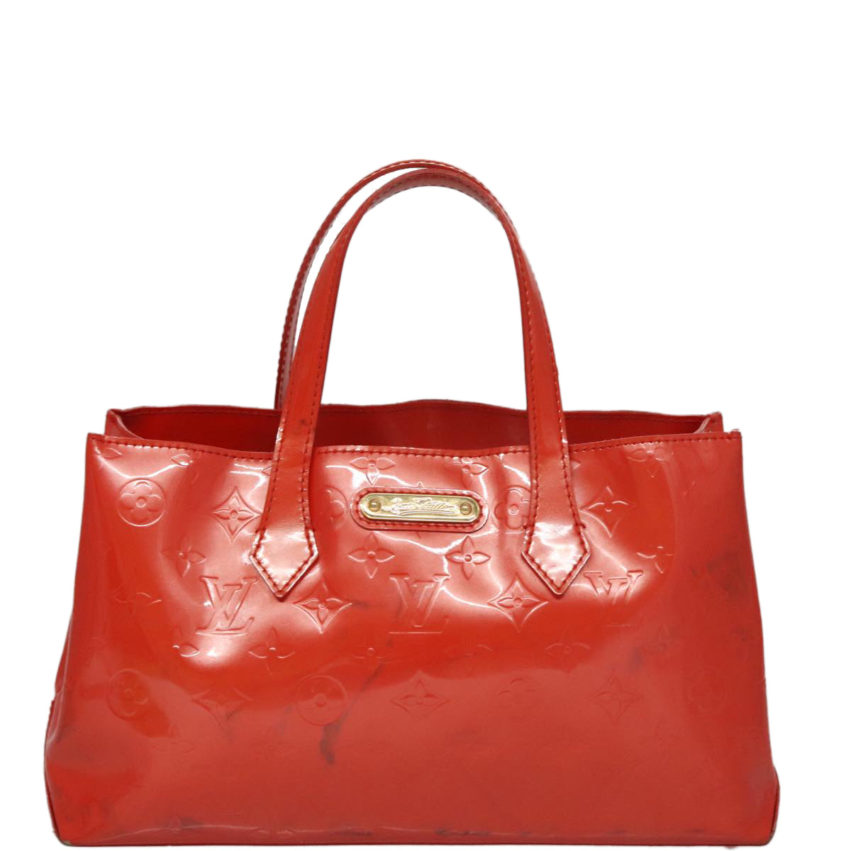 LOUIS VUITTON Monogram Vernis Wilshire PM Hand Bag Orenge M93644 LV 107674