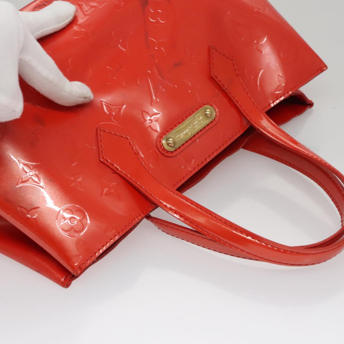 LOUIS VUITTON Monogram Vernis Wilshire PM Hand Bag Orenge M93644 LV 107674