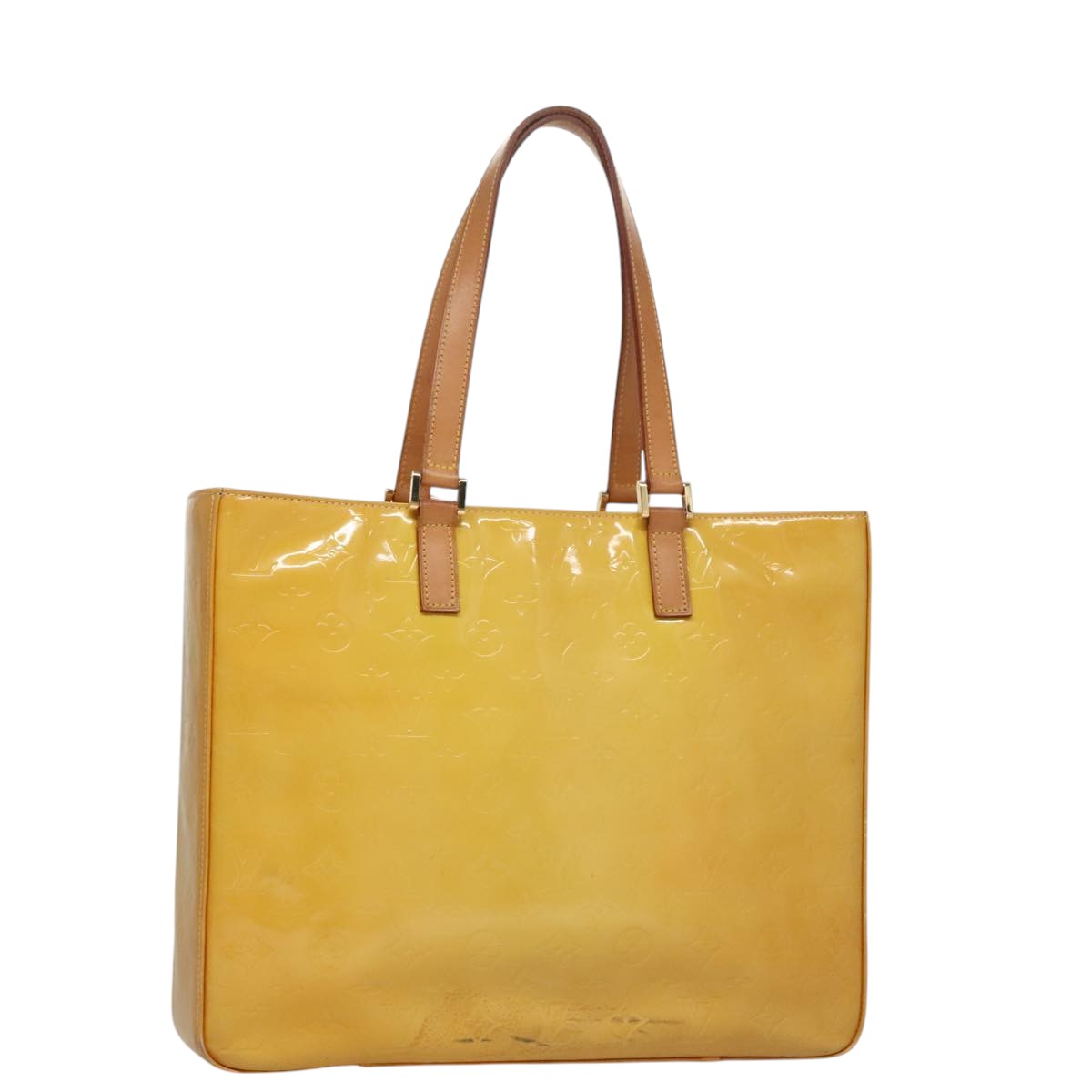 LOUIS VUITTON Monogram Vernis Columbus Tote Bag Lime Yellow M91047 107749