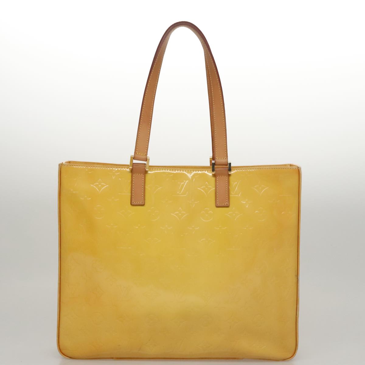 LOUIS VUITTON Monogram Vernis Columbus Tote Bag Lime Yellow M91047 107749