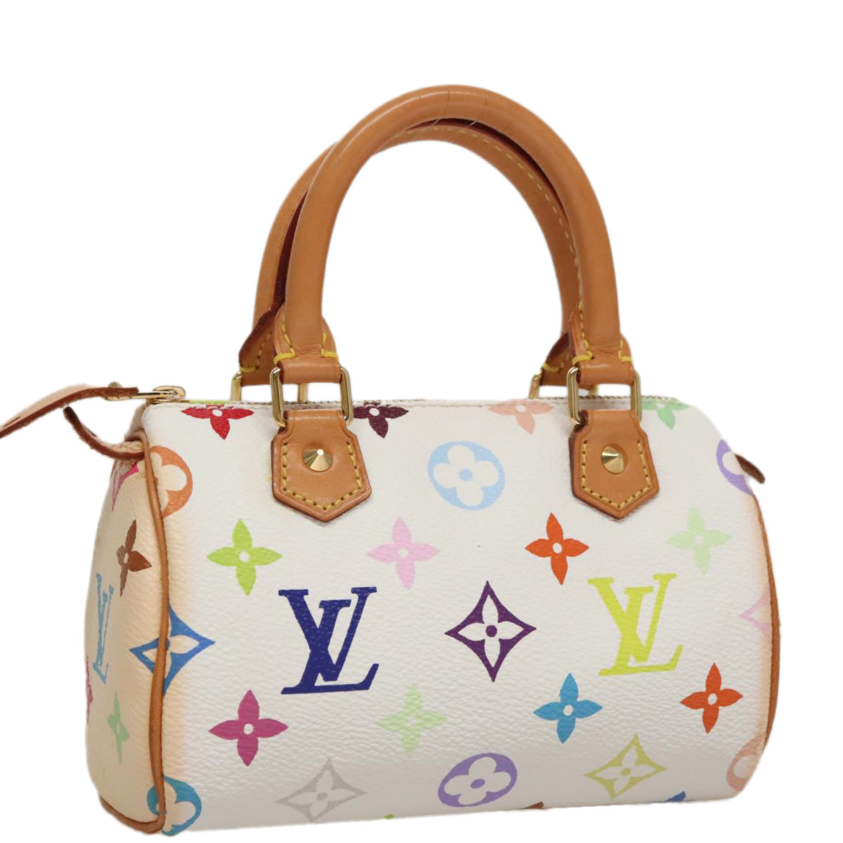 LOUIS VUITTON Monogram Multicolor Mini Speedy Hand Bag White M92645 107860