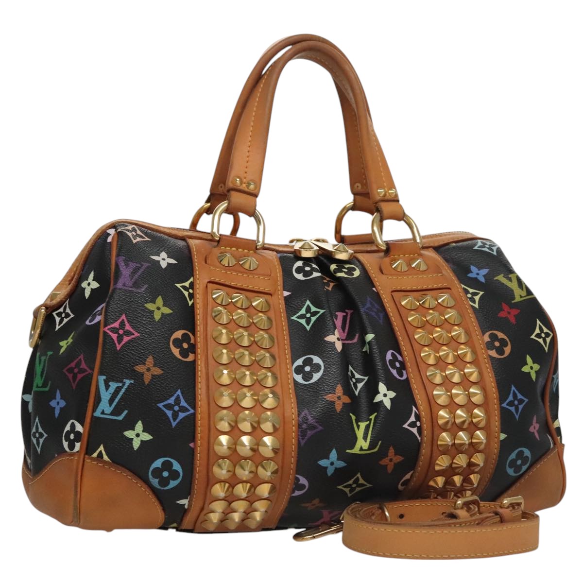 LOUIS VUITTON Monogram Multicolor Courtney MM Bag 2way Black M45642 107874