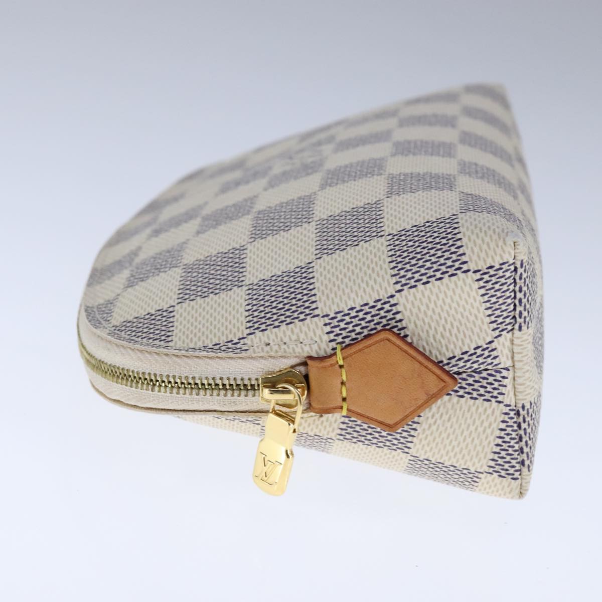 LOUIS VUITTON Damier Azur Pochette Cosmetic PM Pouch N60024 LV 107922