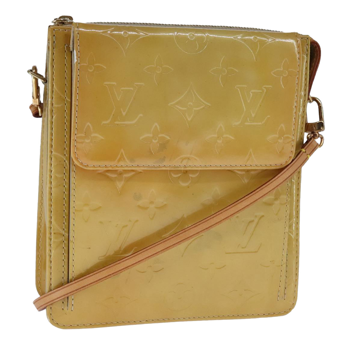 LOUIS VUITTON Monogram Vernis Motto Accessory Pouch Beige M91136 LV 107950