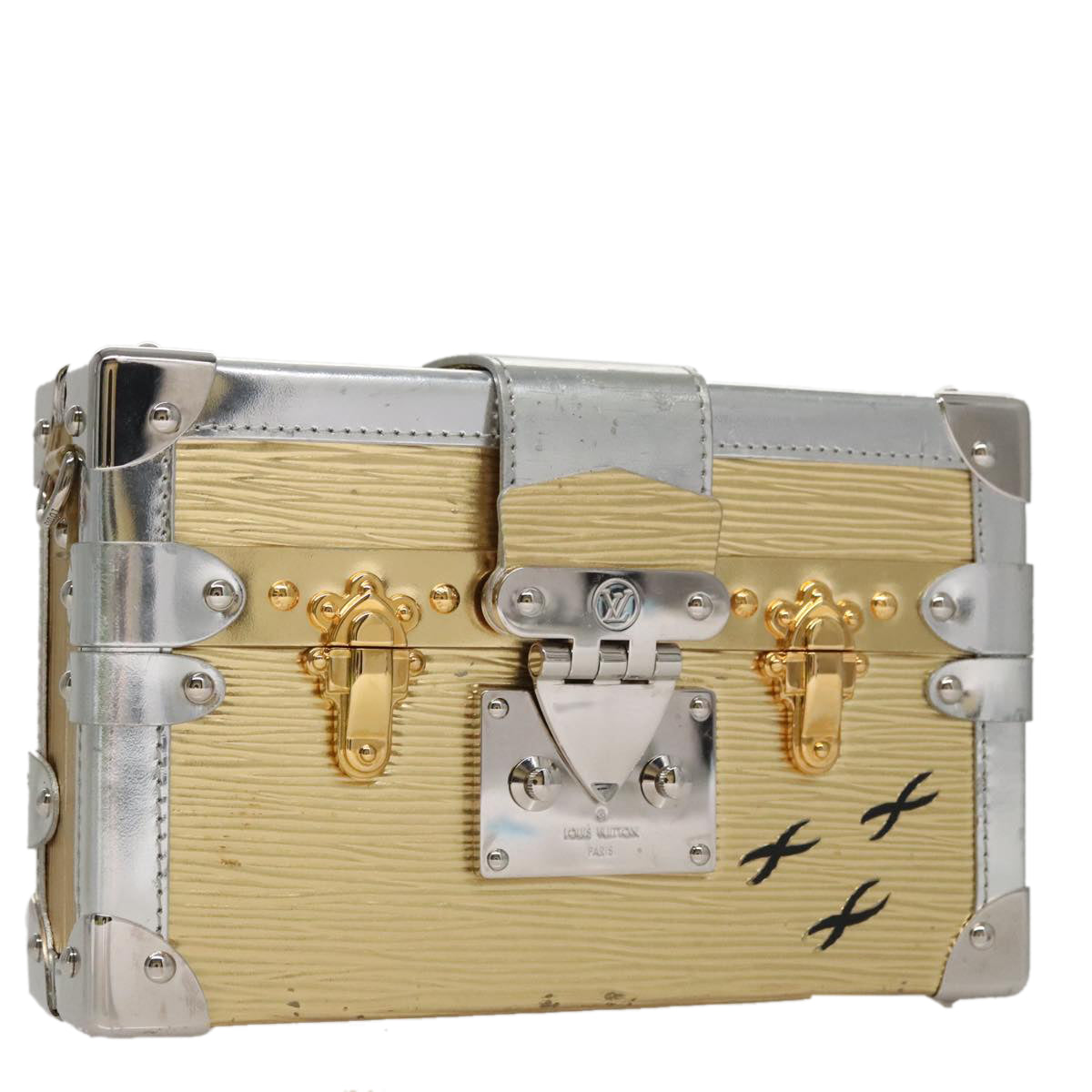 LOUIS VUITTON Epi Metallic Petite Mar Bag Silver Gold M54652 LV 107961