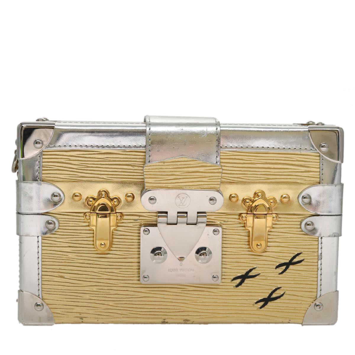 LOUIS VUITTON Epi Metallic Petite Mar Bag Silver Gold M54652 LV 107961