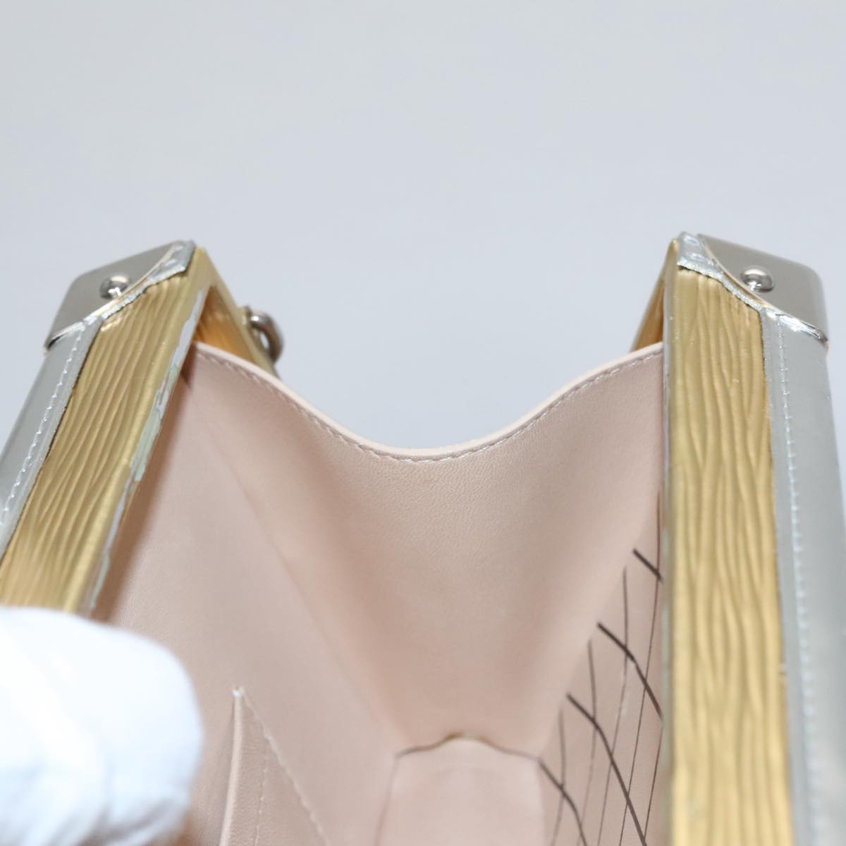 LOUIS VUITTON Epi Metallic Petite Mar Bag Silver Gold M54652 LV 107961