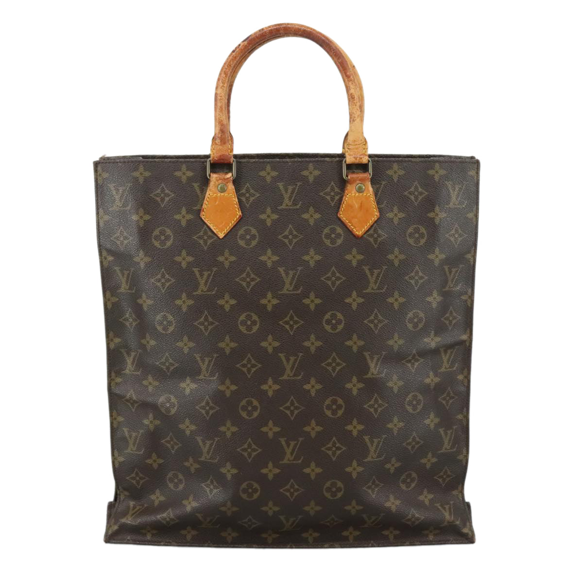 LOUIS VUITTON Monogram Sac Plat Hand Bag M51140 LV 108013
