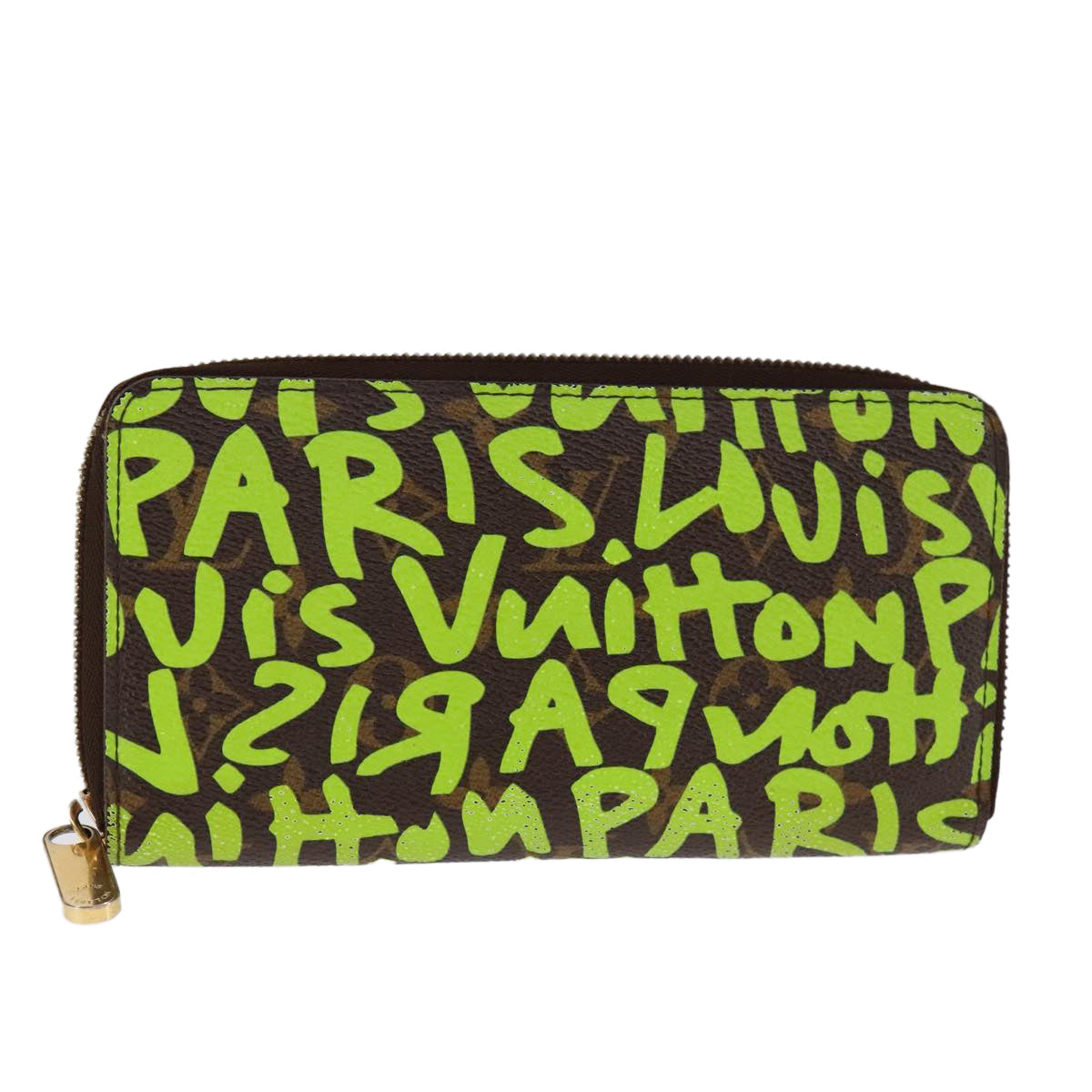 LOUIS VUITTON Monogram Graffiti Zippy Wallet Green M93712 LV 108171
