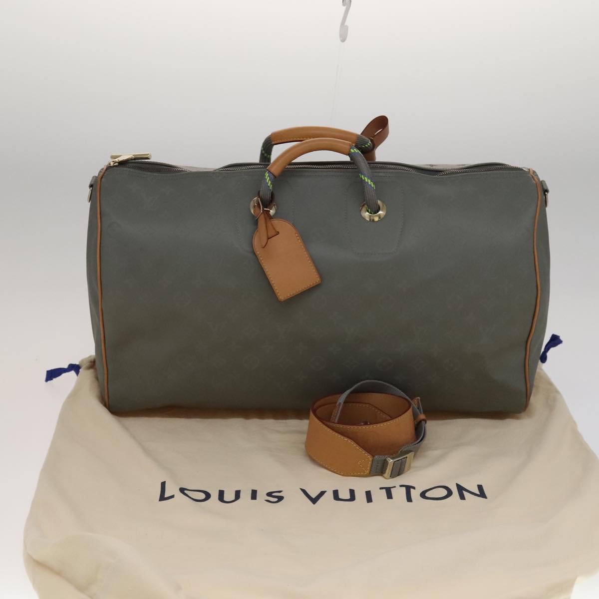 LOUIS VUITTON Titanium Keepall Bandouliere 50 Bag Silver M43886 LV 108706A