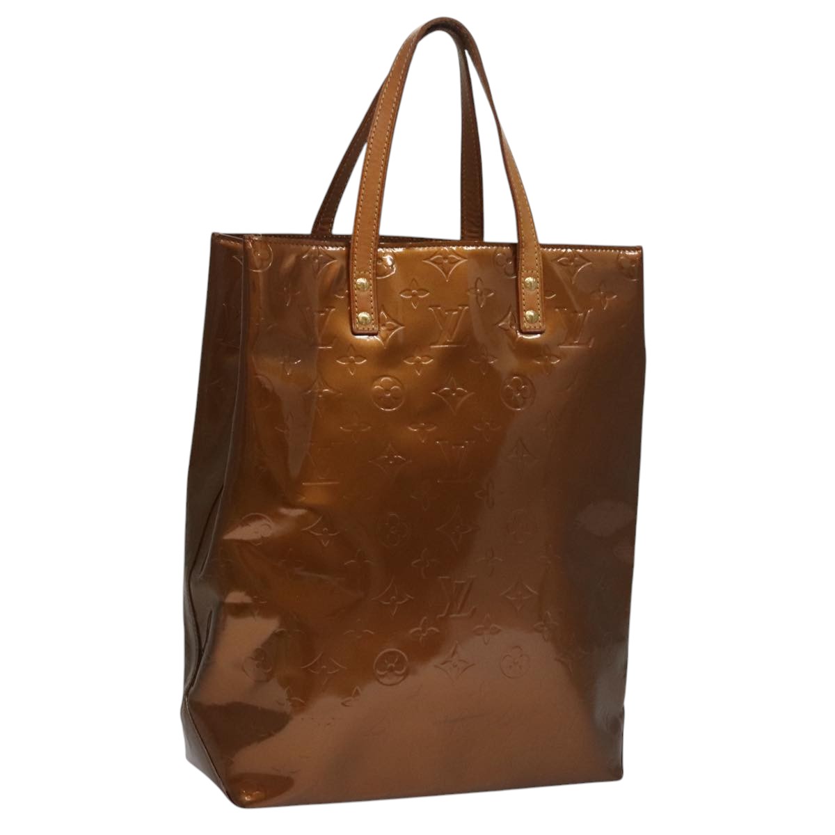 LOUIS VUITTON Monogram Vernis Reade MM Hand Bag Bronze M91143 LV 108802