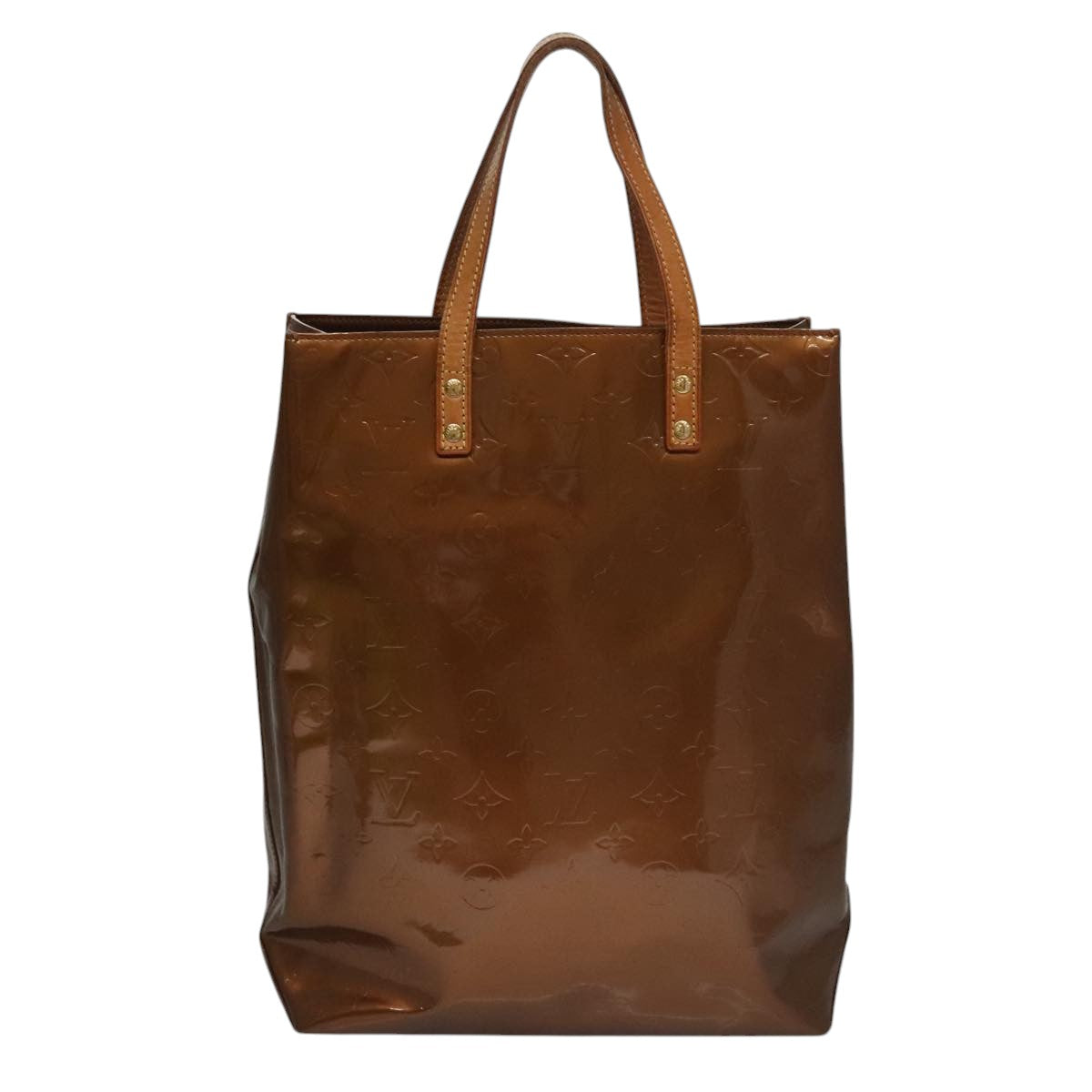 LOUIS VUITTON Monogram Vernis Reade MM Hand Bag Bronze M91143 LV 108802