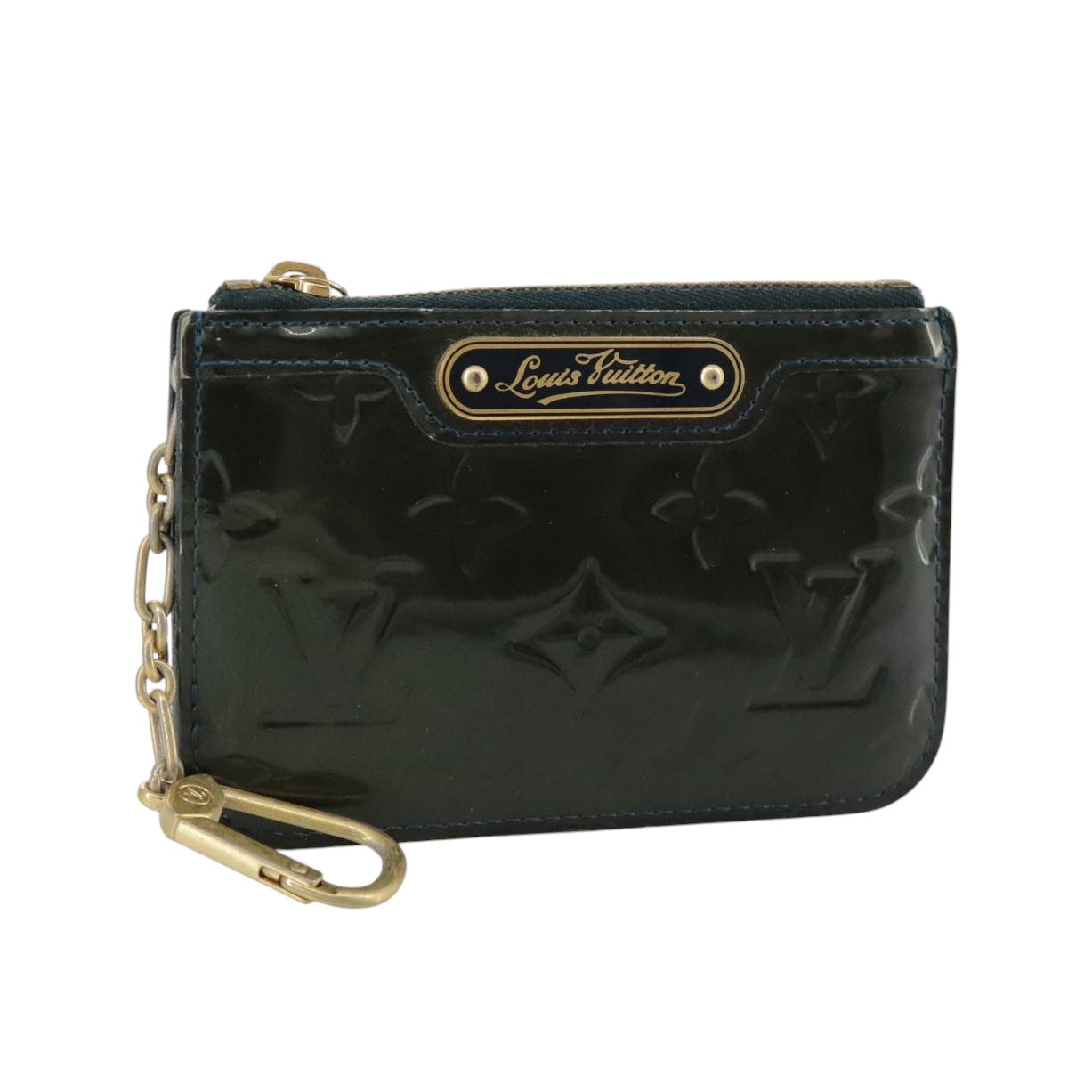 LOUIS VUITTON Monogram Vernis Pochette Cles NM Purse Bluenuit M93665 108834
