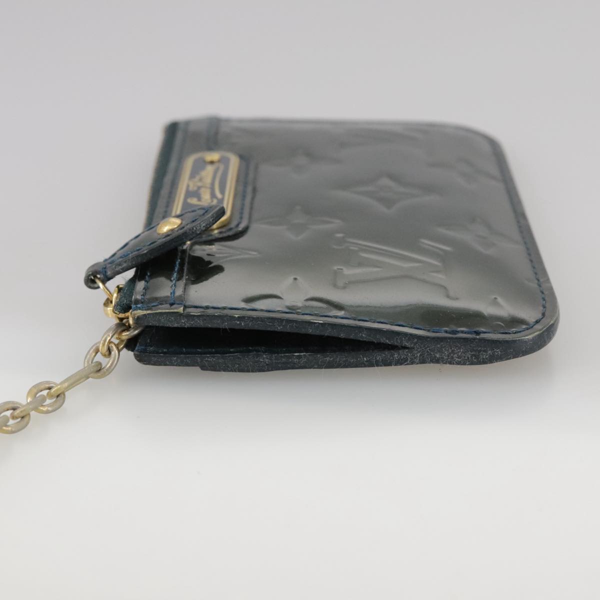 LOUIS VUITTON Monogram Vernis Pochette Cles NM Purse Bluenuit M93665 108834