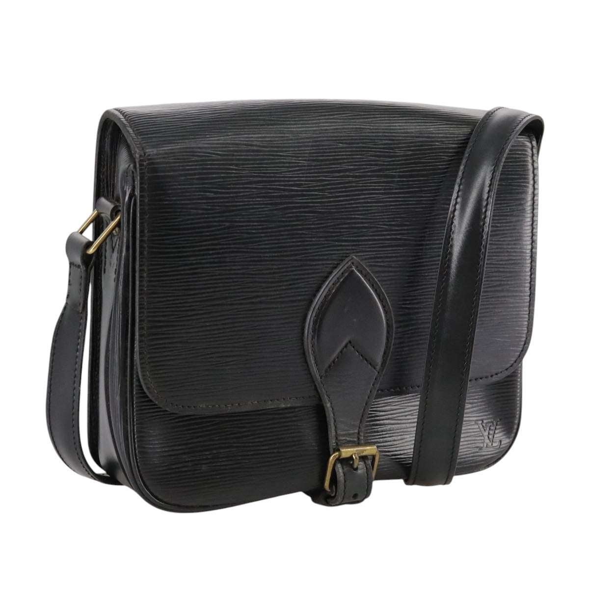 LOUIS VUITTON Epi Cartouchiere MM Shoulder Bag Black Noir M52242 LV 109003