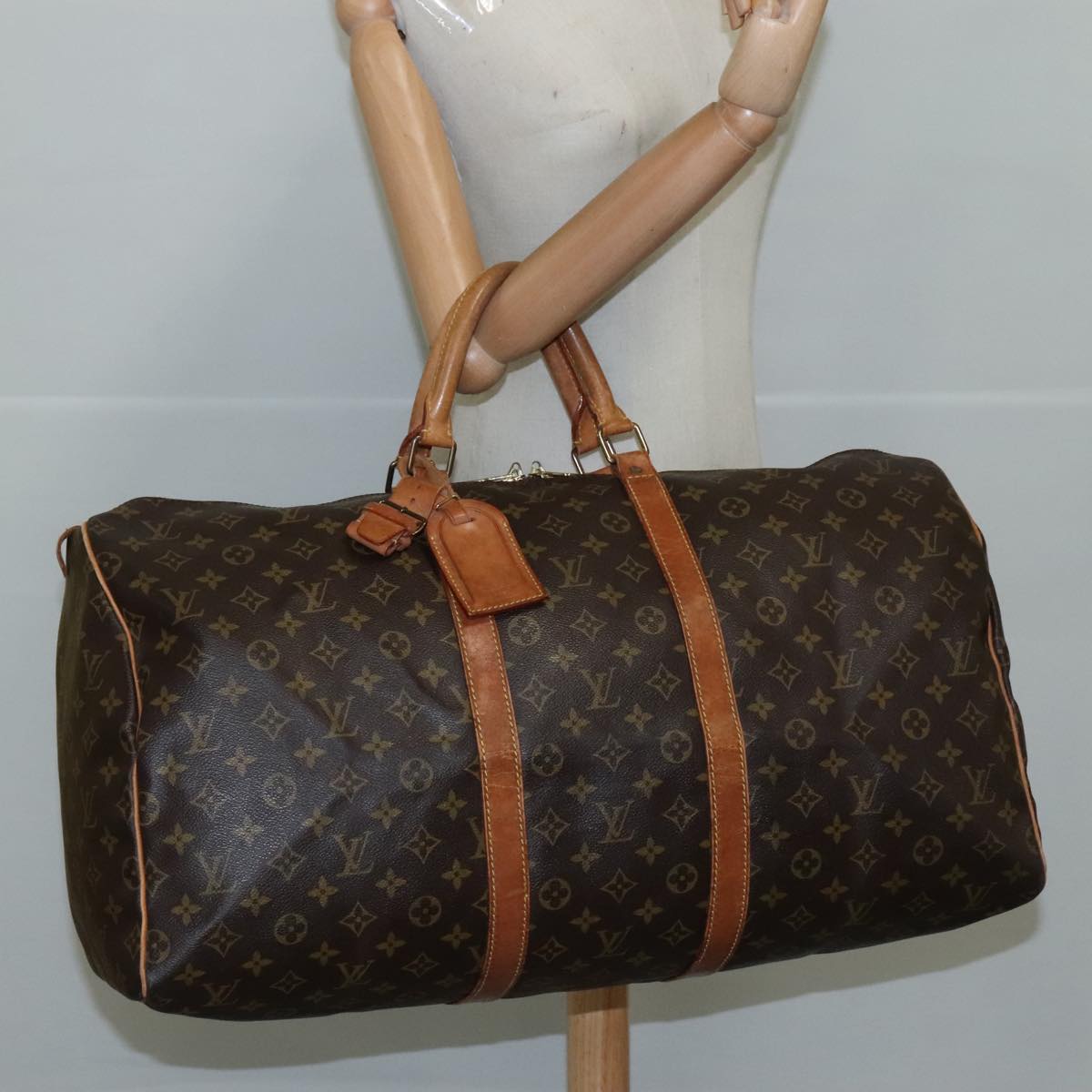 LOUIS VUITTON Monogram Keepall 55 Boston Bag M41424 LV 109040