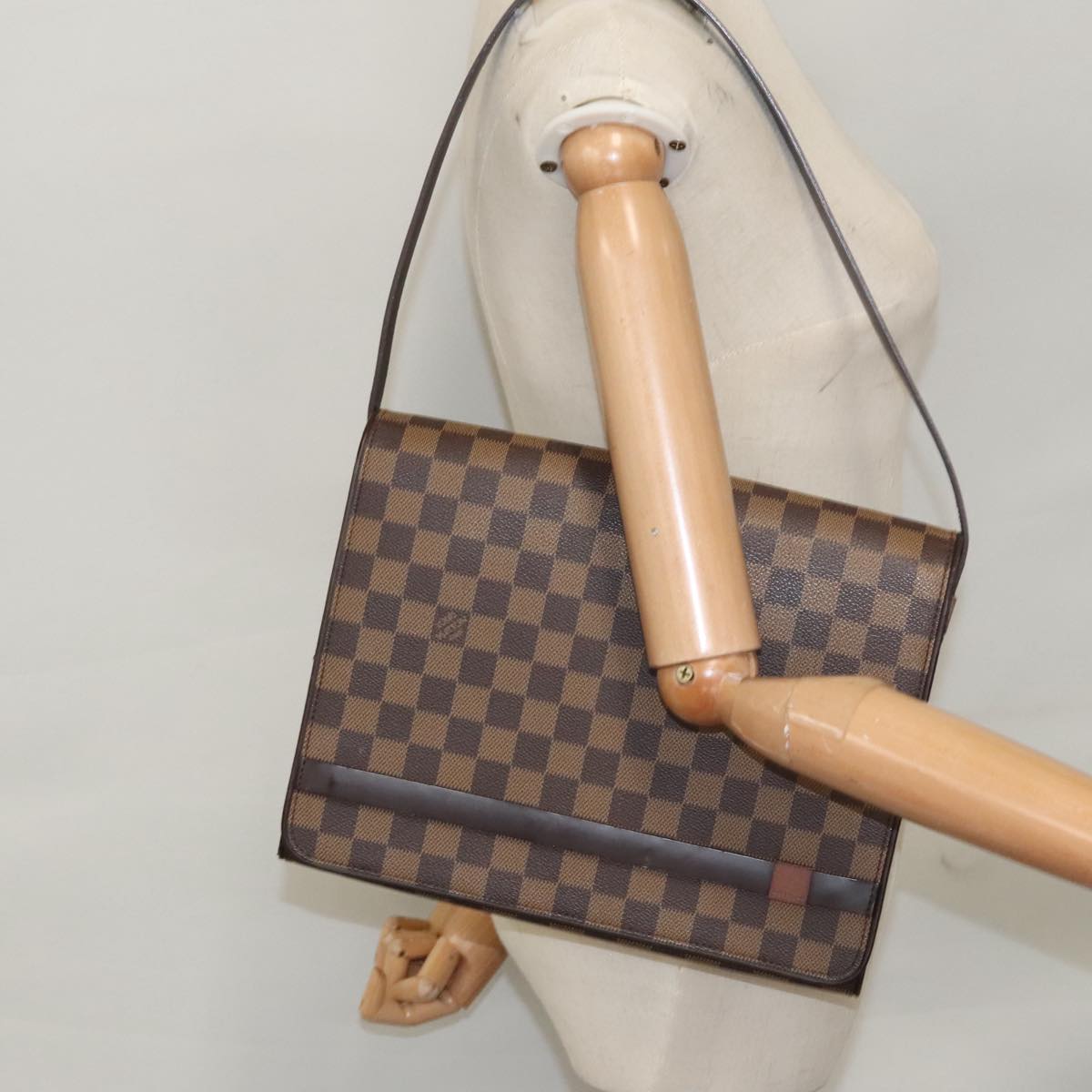 LOUIS VUITTON Damier Ebene Tribeca Carre Shoulder Bag N51161 LV 109448