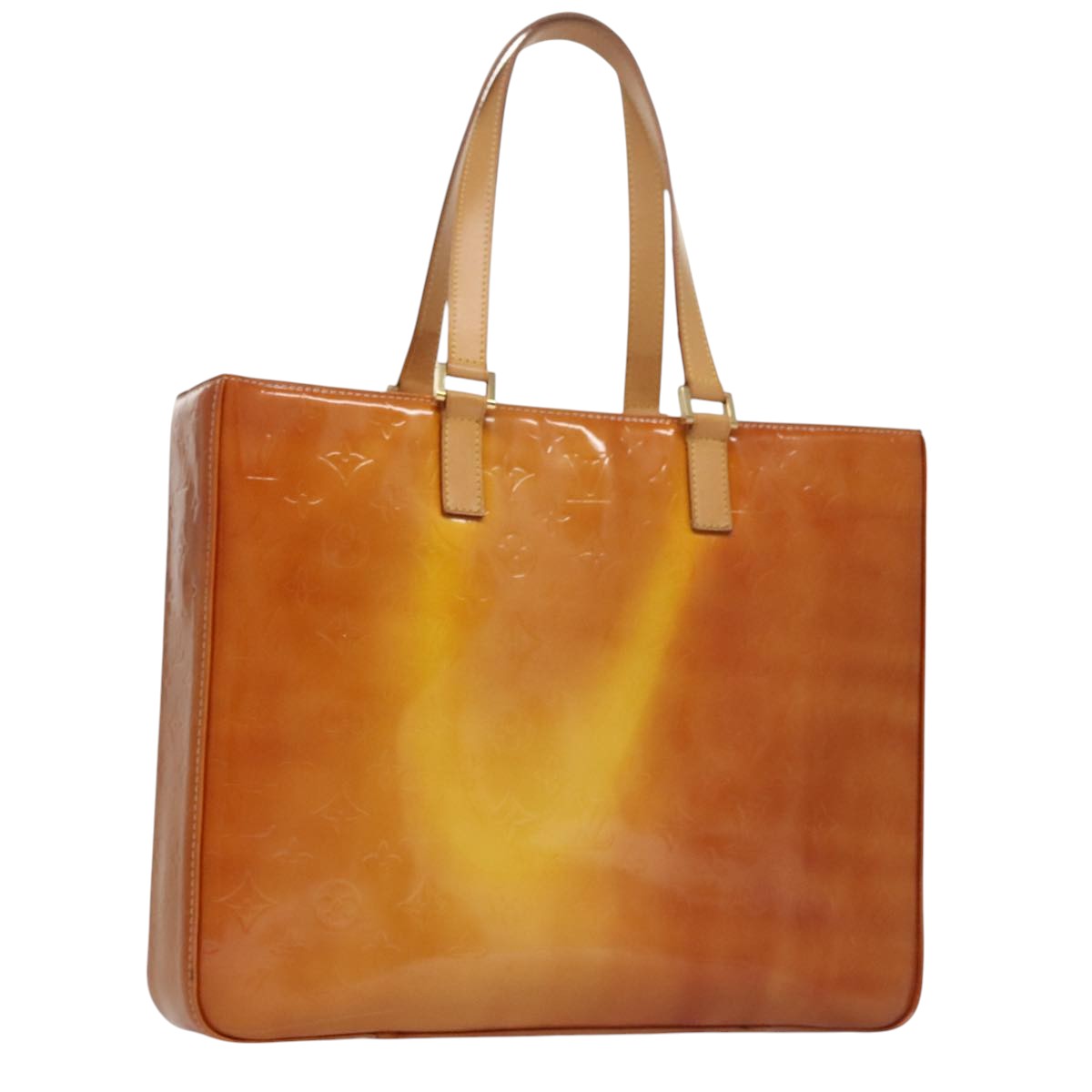 LOUIS VUITTON Monogram Vernis Columbus Tote Bag Lime Yellow M91047 109757