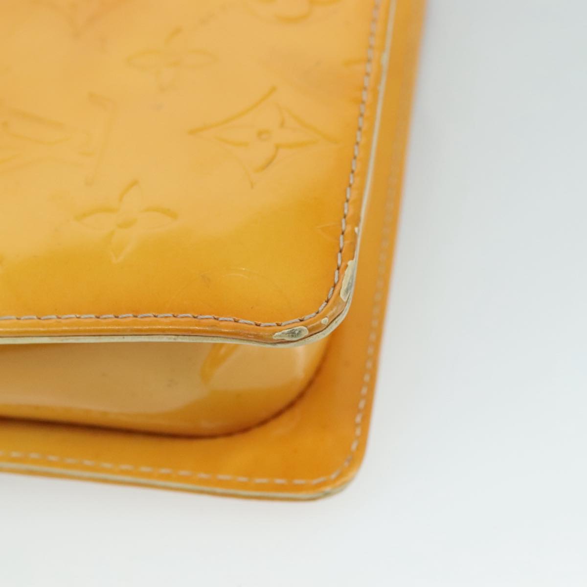 LOUIS VUITTON Monogram Vernis Motto Pouch Lime Yellow M91059 LV 109764