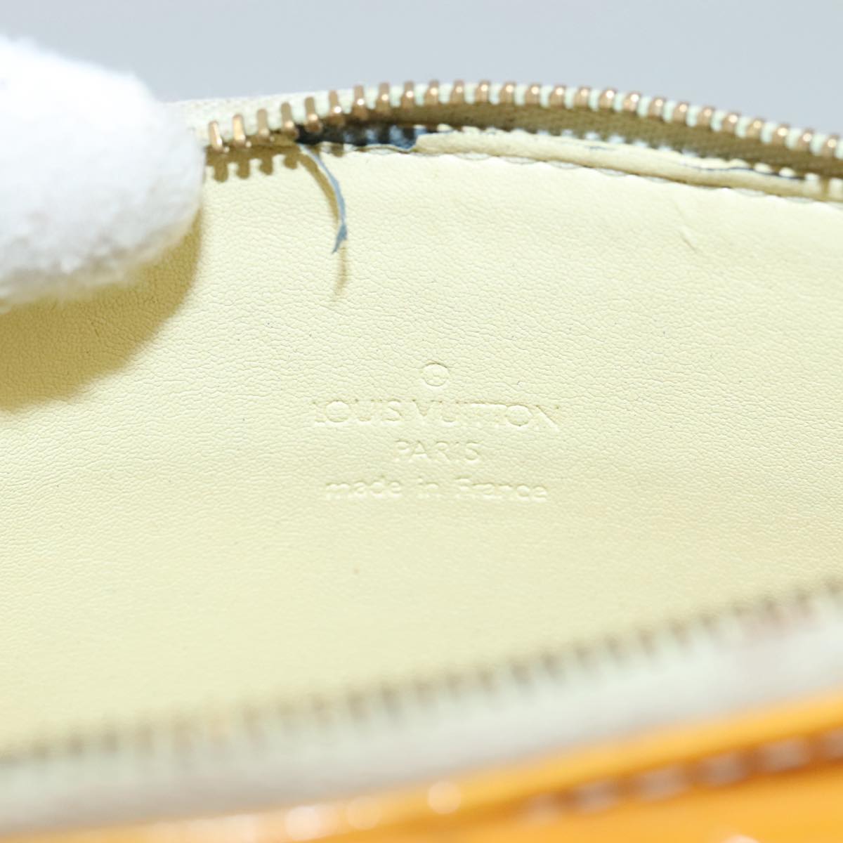 LOUIS VUITTON Monogram Vernis Motto Pouch Lime Yellow M91059 LV 109764
