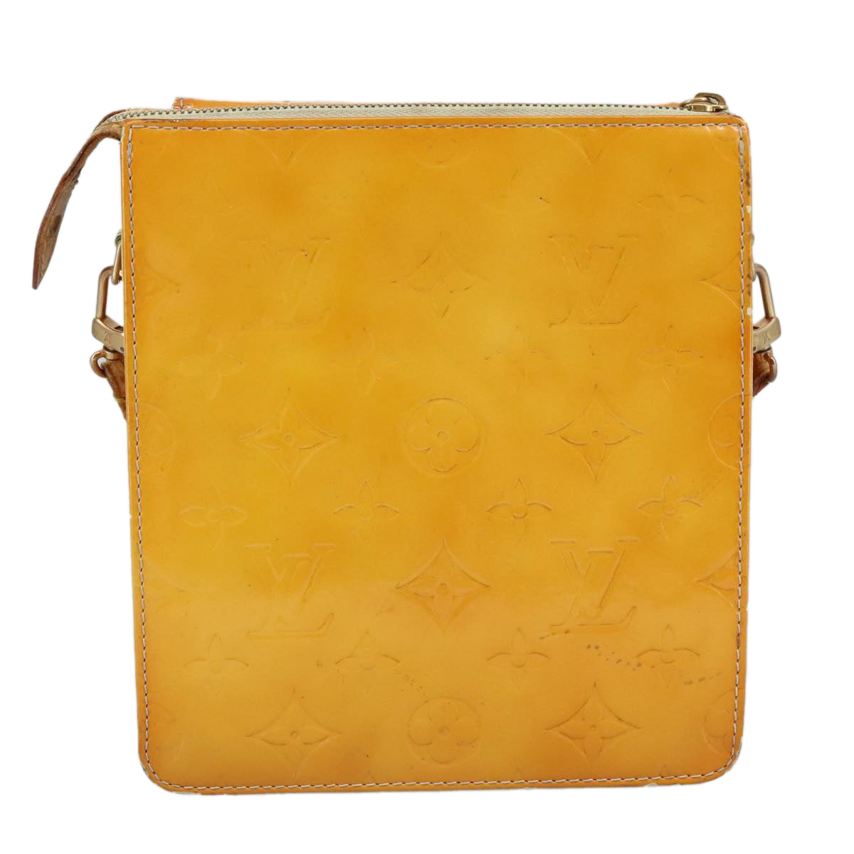 LOUIS VUITTON Monogram Vernis Motto Pouch Lime Yellow M91059 LV 109764