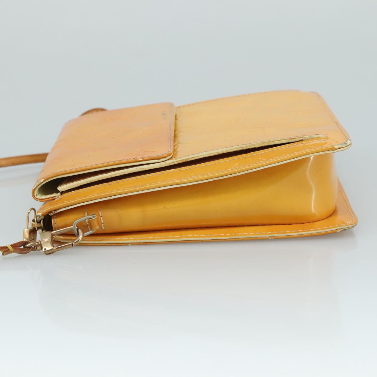 LOUIS VUITTON Monogram Vernis Motto Pouch Lime Yellow M91059 LV 109764