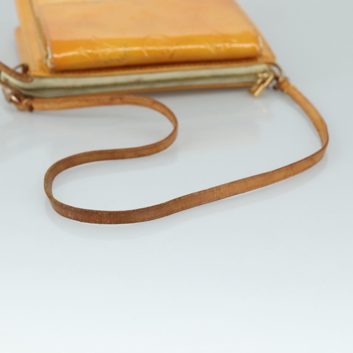 LOUIS VUITTON Monogram Vernis Motto Pouch Lime Yellow M91059 LV 109764
