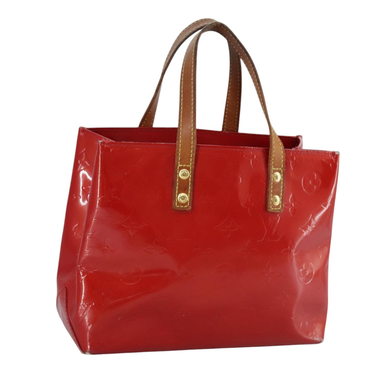 LOUIS VUITTON Monogram Vernis Reade PM Hand Bag Red Rouge M91088 LV 109846