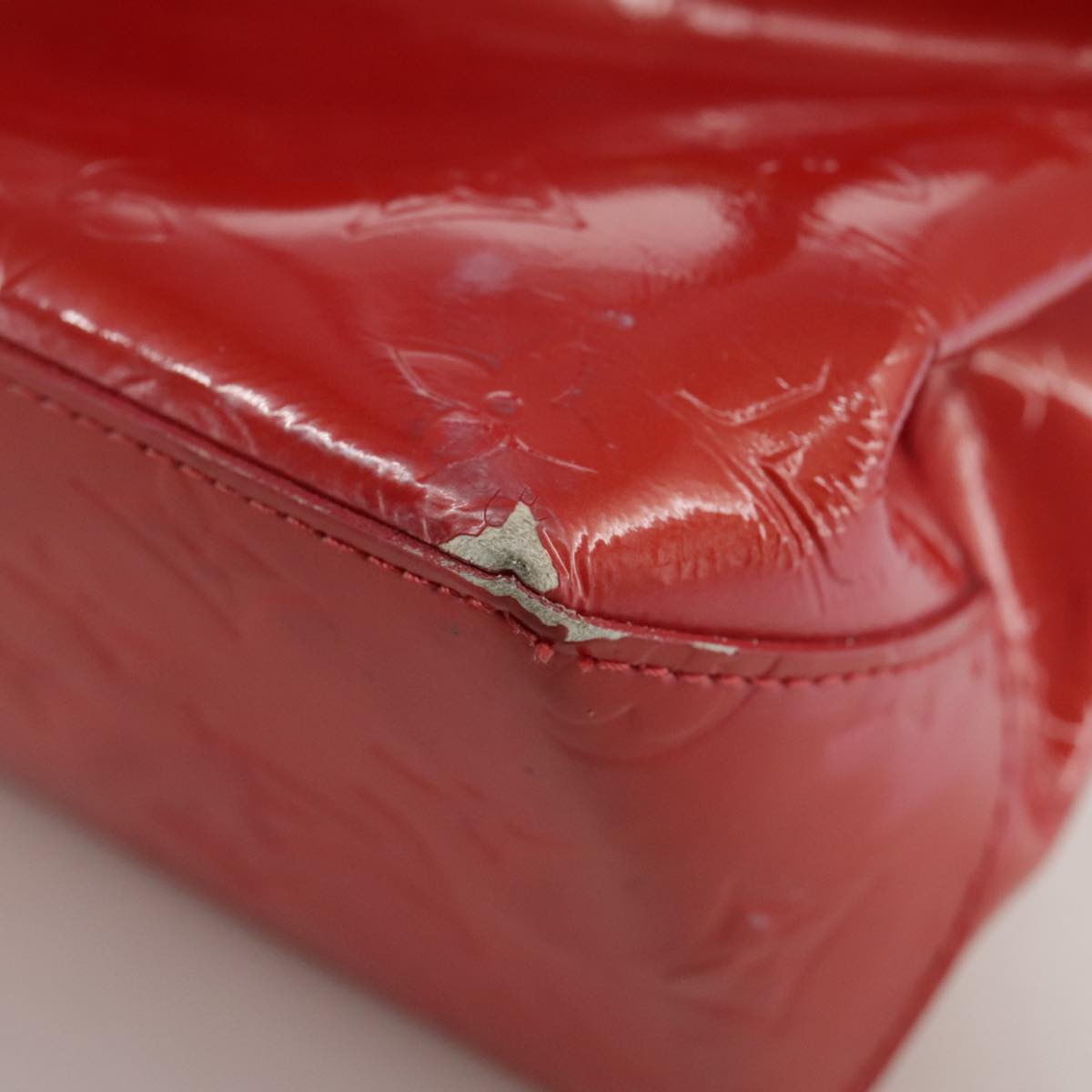 LOUIS VUITTON Monogram Vernis Reade PM Hand Bag Red Rouge M91088 LV 109846