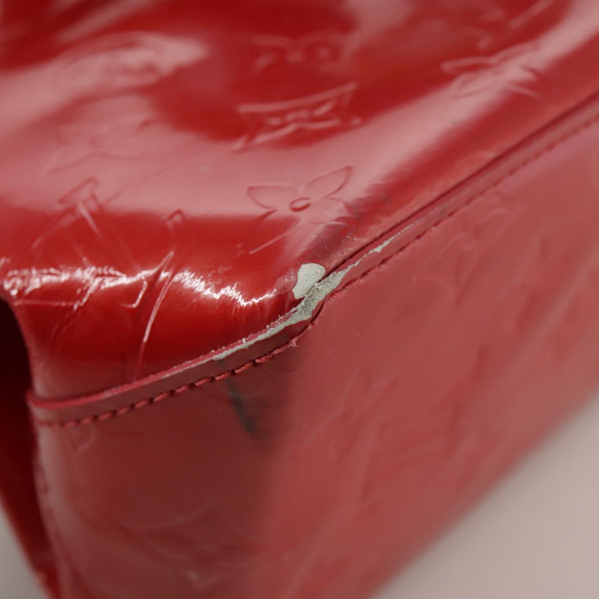 LOUIS VUITTON Monogram Vernis Reade PM Hand Bag Red Rouge M91088 LV 109846