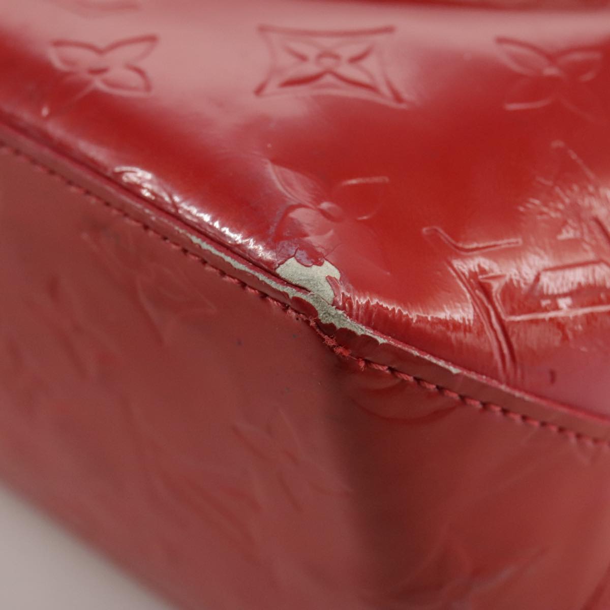 LOUIS VUITTON Monogram Vernis Reade PM Hand Bag Red Rouge M91088 LV 109846