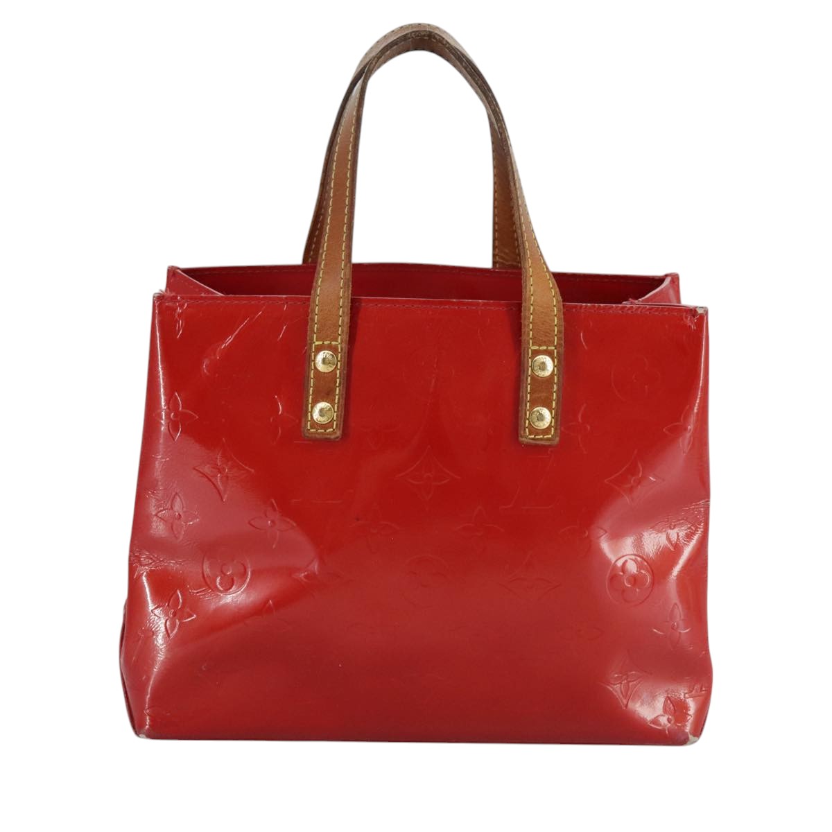 LOUIS VUITTON Monogram Vernis Reade PM Hand Bag Red Rouge M91088 LV 109846