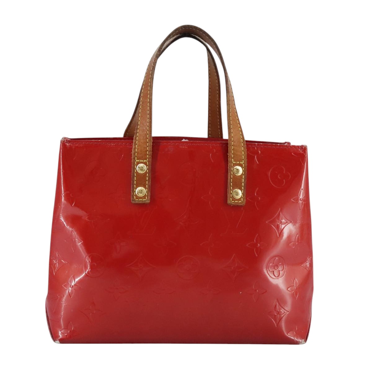 LOUIS VUITTON Monogram Vernis Reade PM Hand Bag Red Rouge M91088 LV 109846