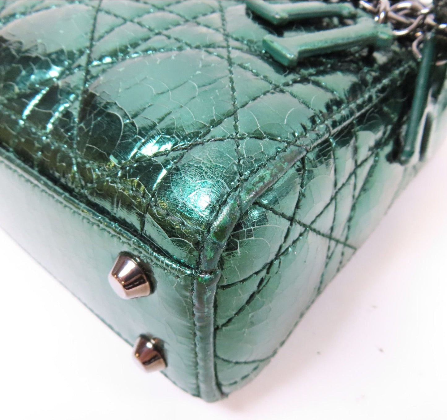 Dior Micro Metallic Crinkled Calfskin Cannage Lady Dior satchel
