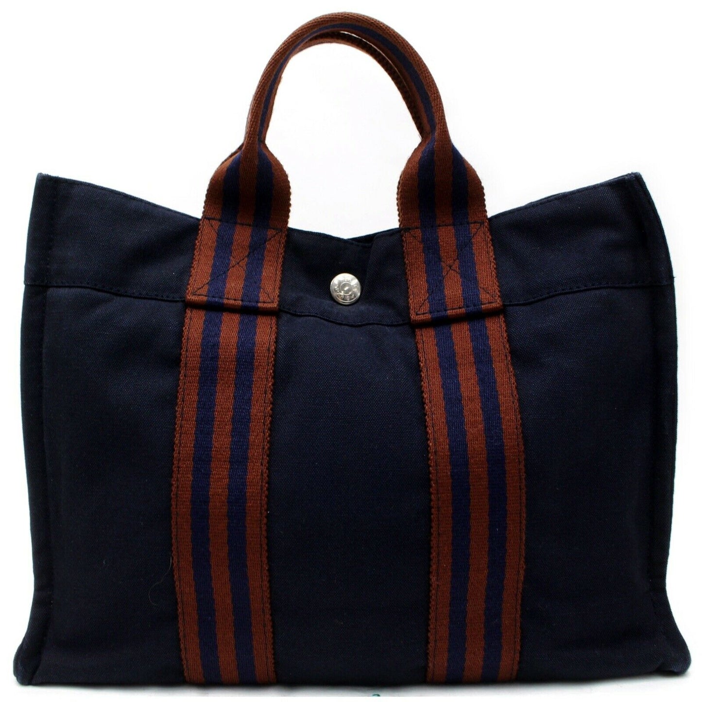 Brand Inspired Luxury Hermes Tote Bag Sac Fool Toepm Navy Blue Canvas (SHC7-10987)