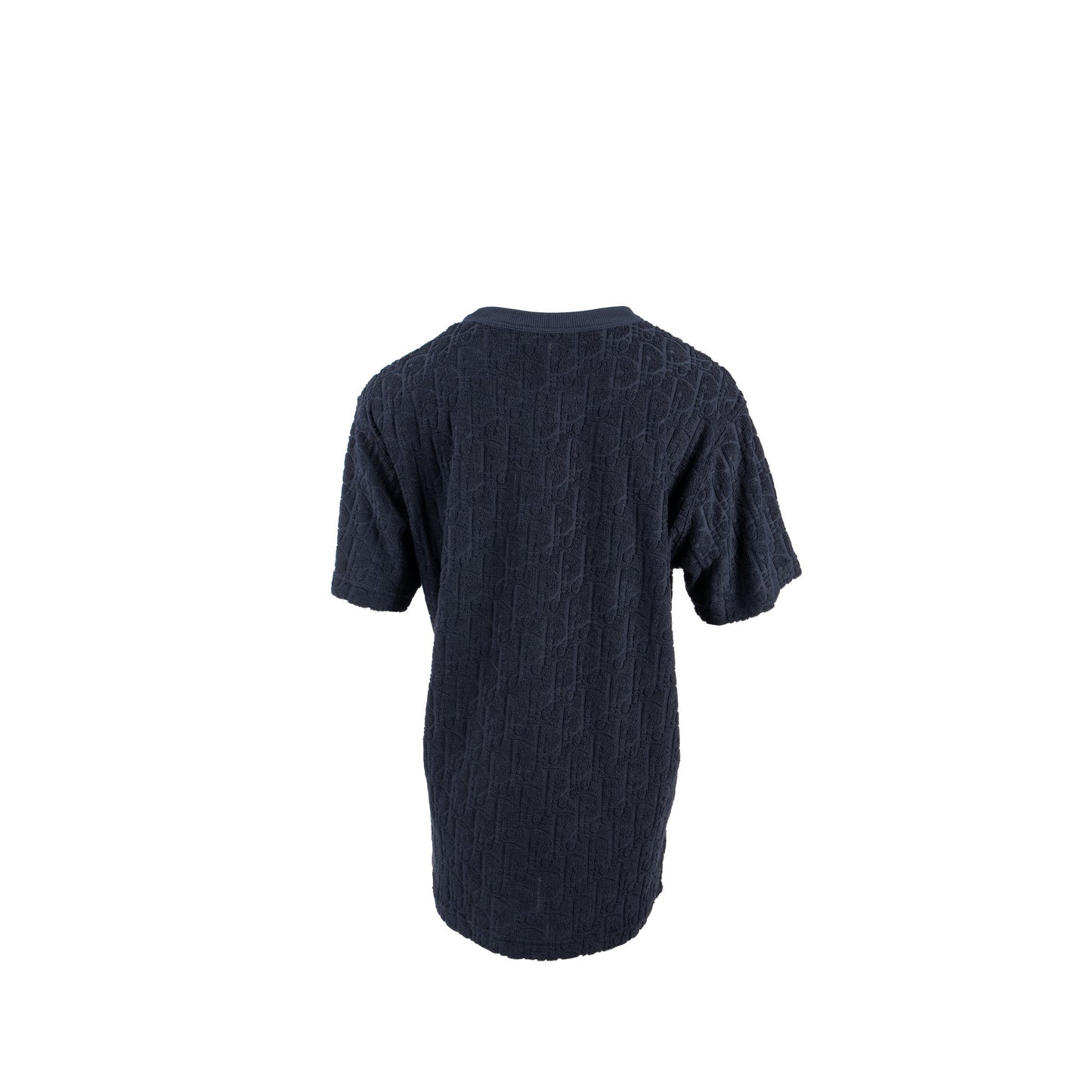 Luxury Dior Size XS Oblique Relaxed-Fit T-Shirt Cotton Jacquard Navy Blue Terry