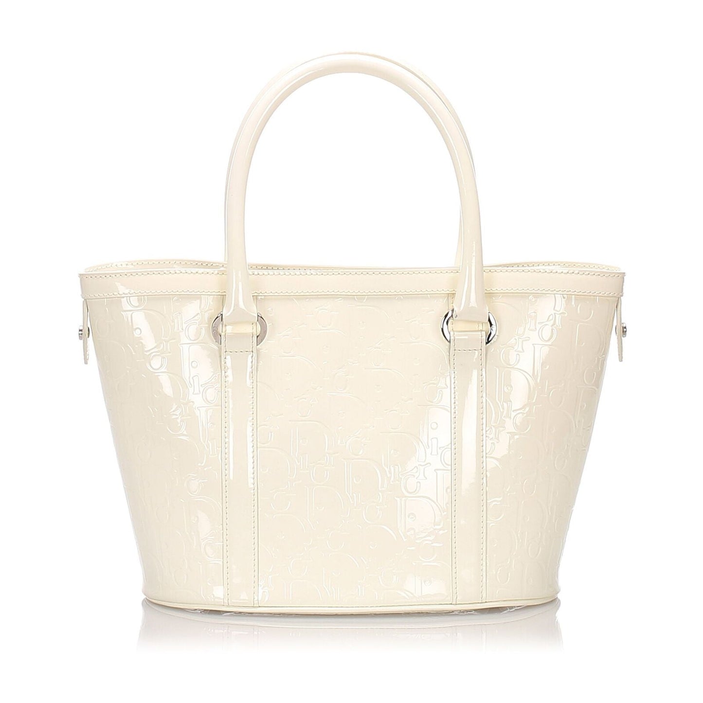 Luxury DiorWhite Patent Leather Oblique Tote Bag Italy