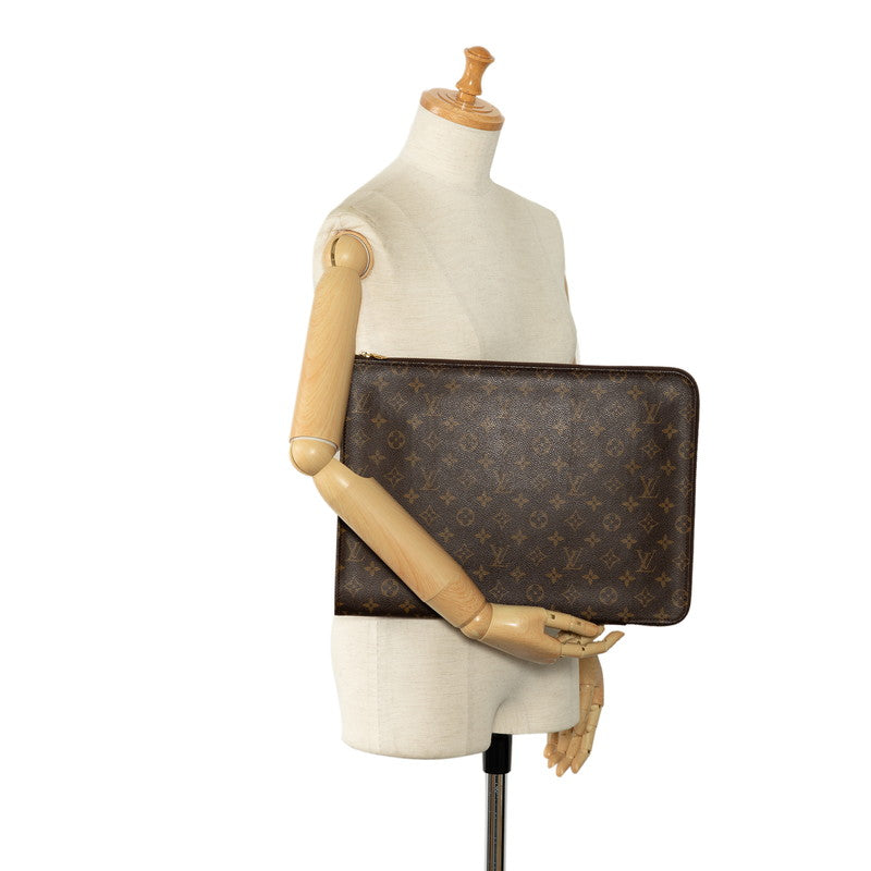 Louis Vuitton Monogram Push Documentary Backpack Briefcase M53456 Brown PVC Leather Men LOUIS VUITTON