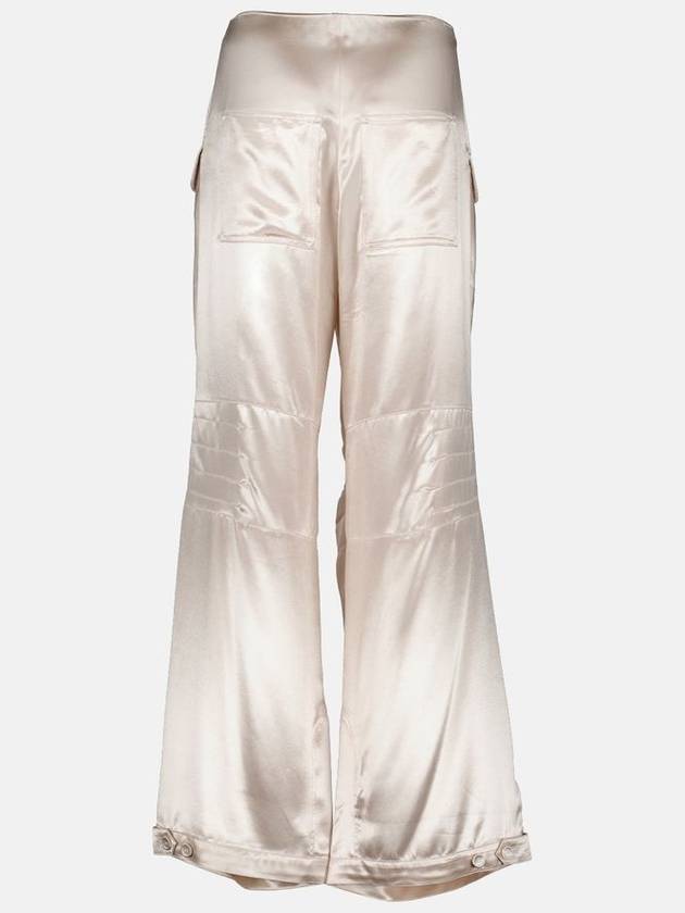 Luxury Fendi Women's Viscose Shiny Cargo Straight Pants Beige