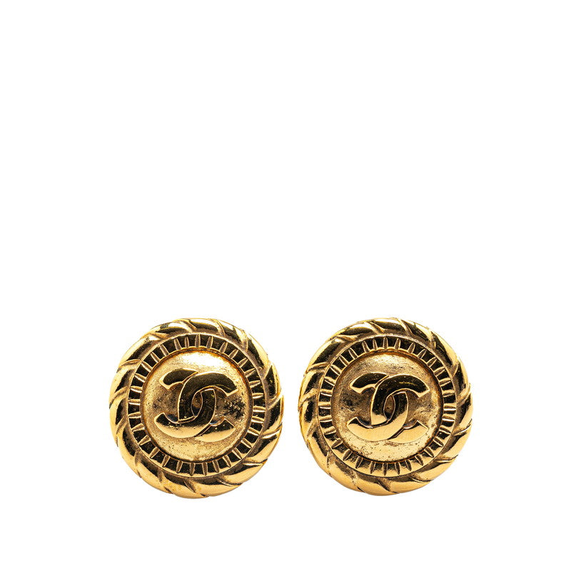 Chanel Vintage Coco Mark Earrings Gold